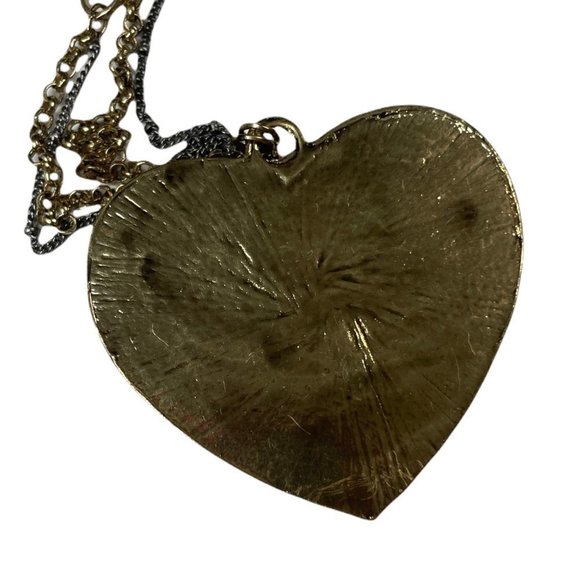 Vintage Unique Heart Pendant Statement Necklace Marked Avenue - Picture 4 of 6